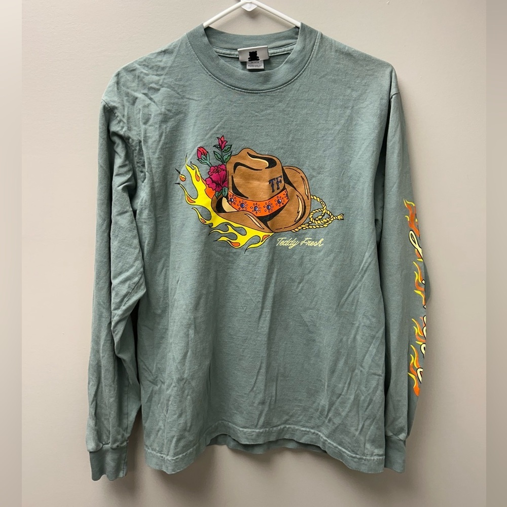 Teddy Fresh Flaming Cowboy Hat Long Sleeve T Shirt